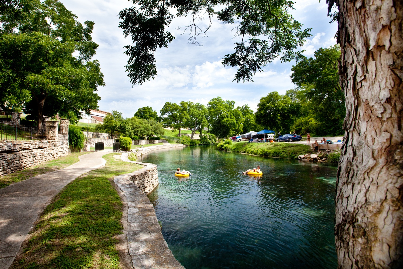 Landa Falls grounds and private Comal River frontage on the Wurstfest grounds in New Braunfels