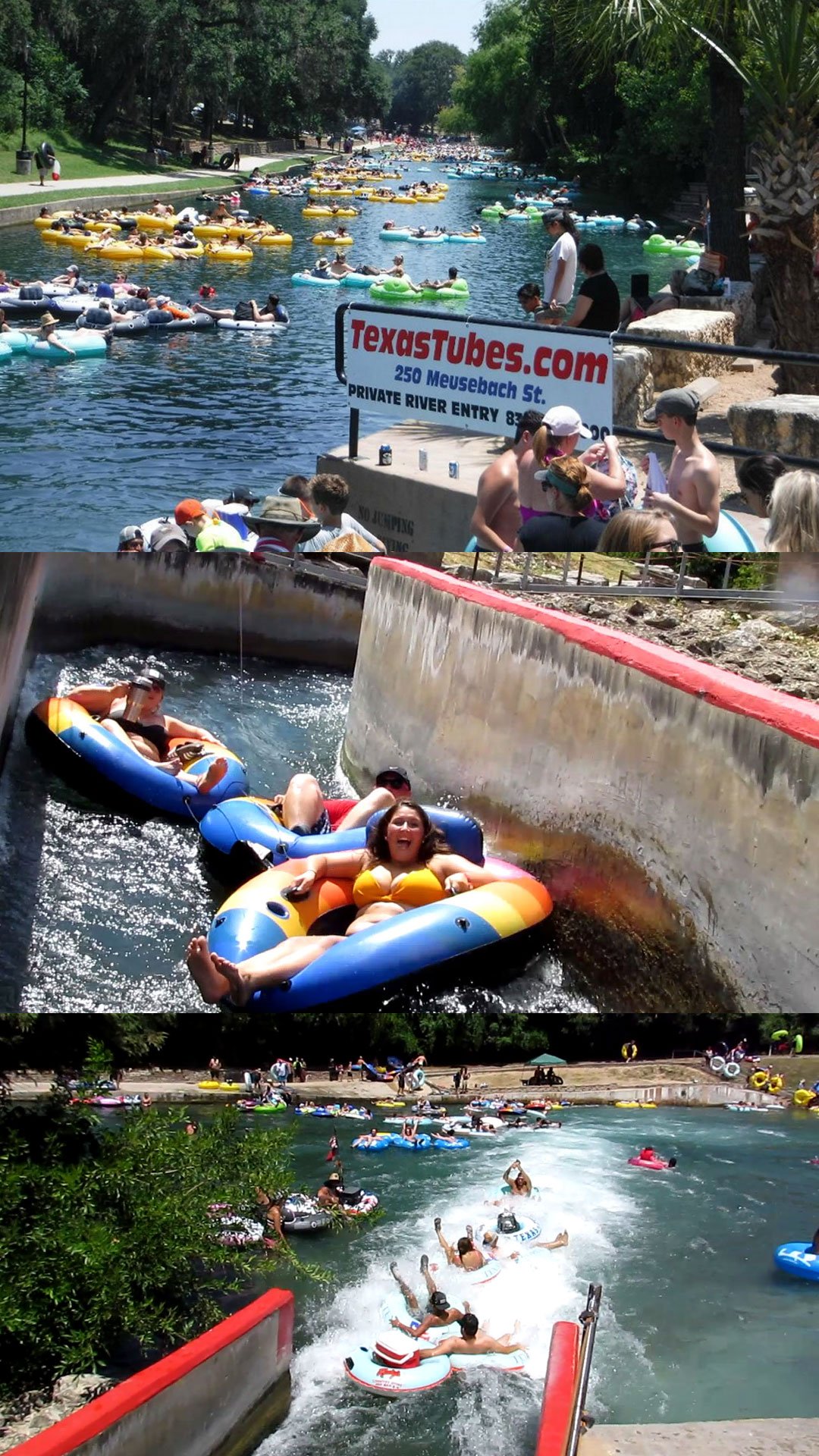 Texas Tubes private river entry and outfitter location on the Comal River in New Braunfels